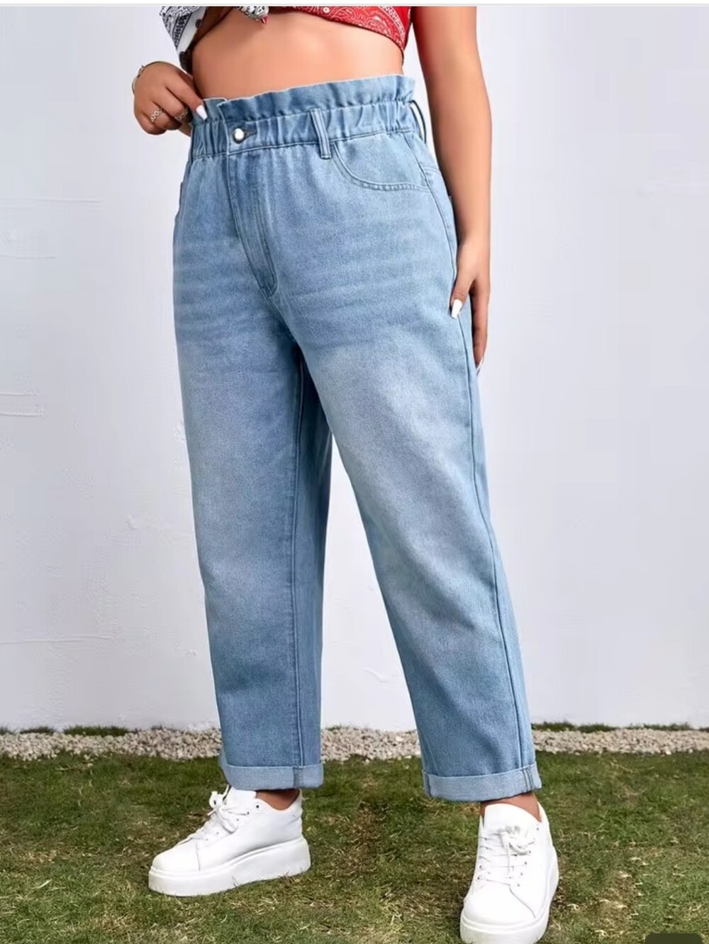 CLEO Acid Wash Distressed HR  Paperbag Straight Leg Jean - Vintage Style Sz 2